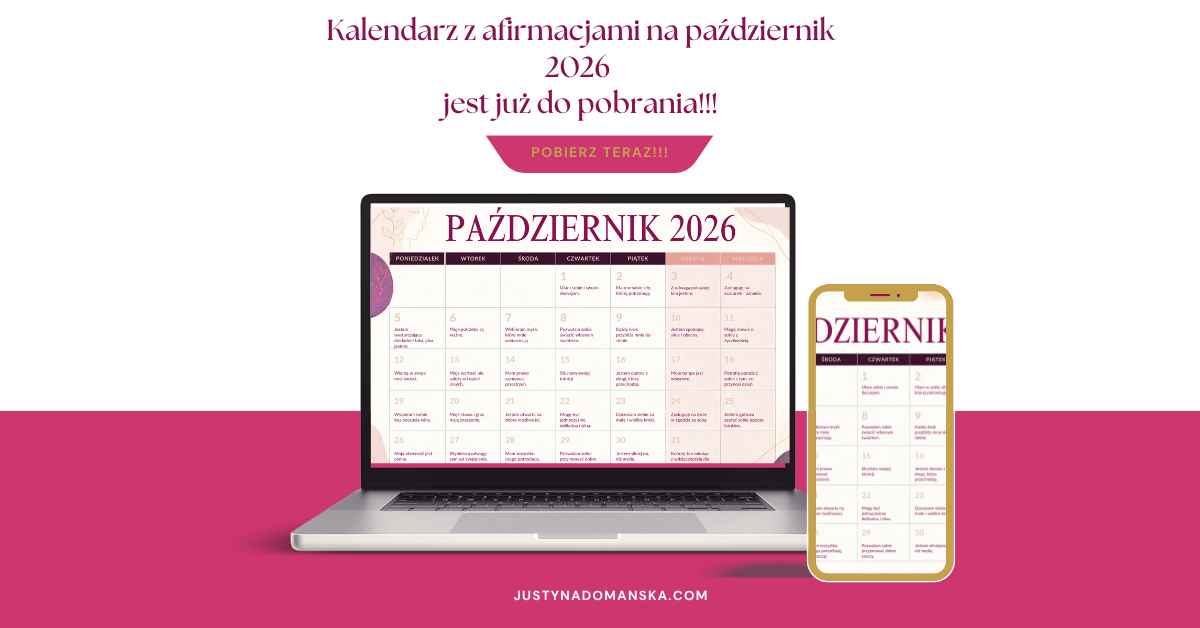 Kalendarz afirmacji „Maj z Obfitością” – darmowy plik PDF do druku od Justyny Domańskiej